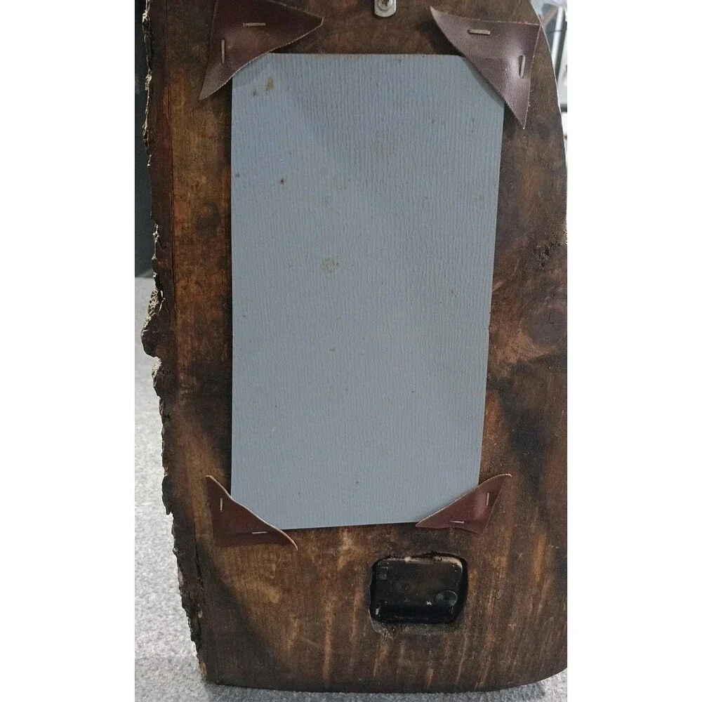 Vintage Rustic Wood Carved Wall Clock Trees Bird With Mirror Tested Working